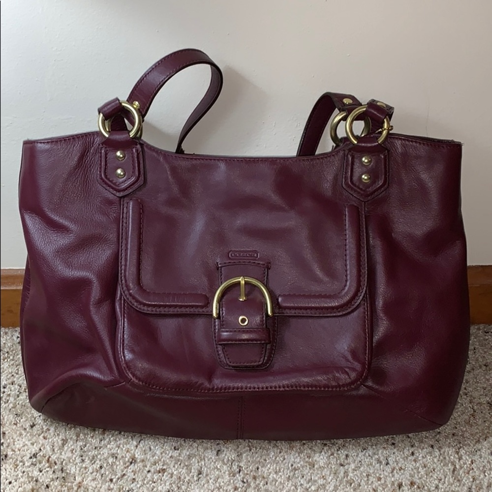 Coach Burgundy Leather Large Tote